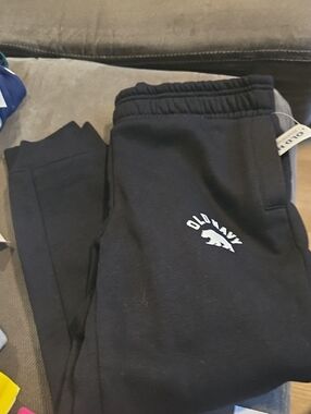 Old Navy Black Kids Jogger Sweatpants with White Logo